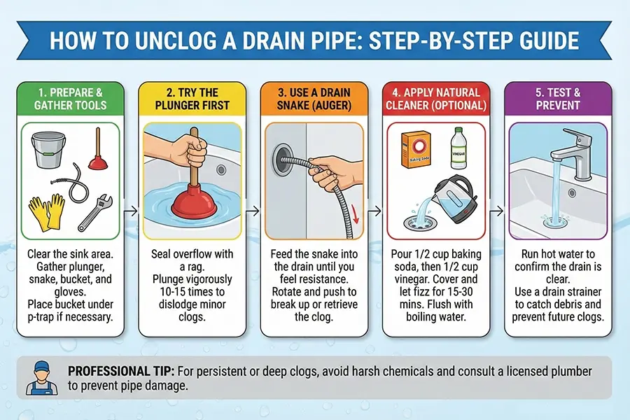 How to Unclog a Drain Pipe Step by Step