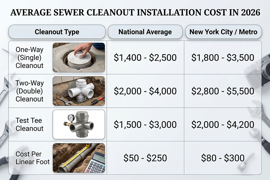 Average Sewer Cleanout Installation Cost in 2026
